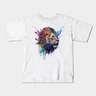 Lion Splash Art: Vibrant Fantasy Portrait #3 Kids T-Shirt